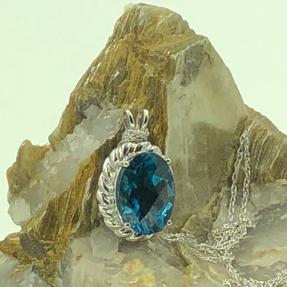 Clyde Duneier London Blue Topaz 14K & 10K Necklace - Picture 6 of 13